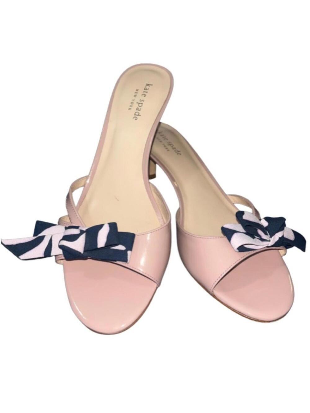 Kate Spade Simona Pink Patent Leather Bow Kitten Heels - 7.5